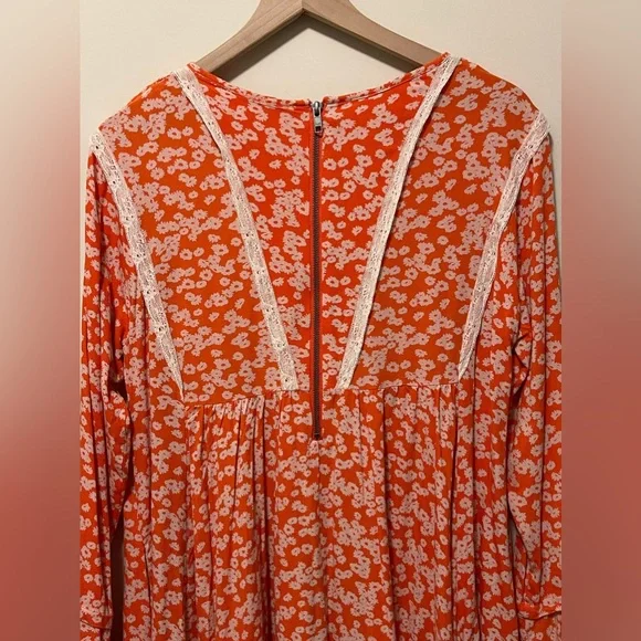 Free People Paprika Combo Floral Bohemian Lace Flowy Dress - Picture 5 of 10